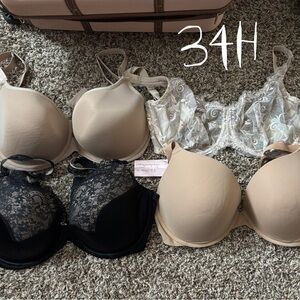 34H Nude and Black Women's Bra Set - Classic Support